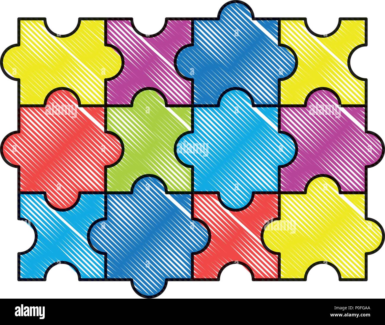 puzzle pieces icon over white background, colorful design. vector ...