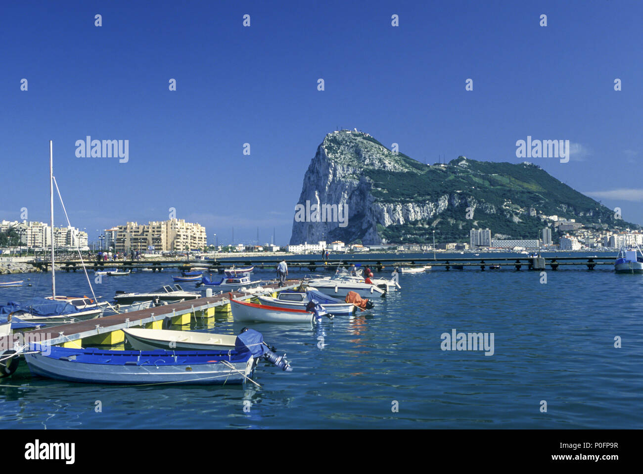 1993 HISTORICAL ROCK OF GIBRALTAR FROM LA LINEA SPAIN Stock Photo