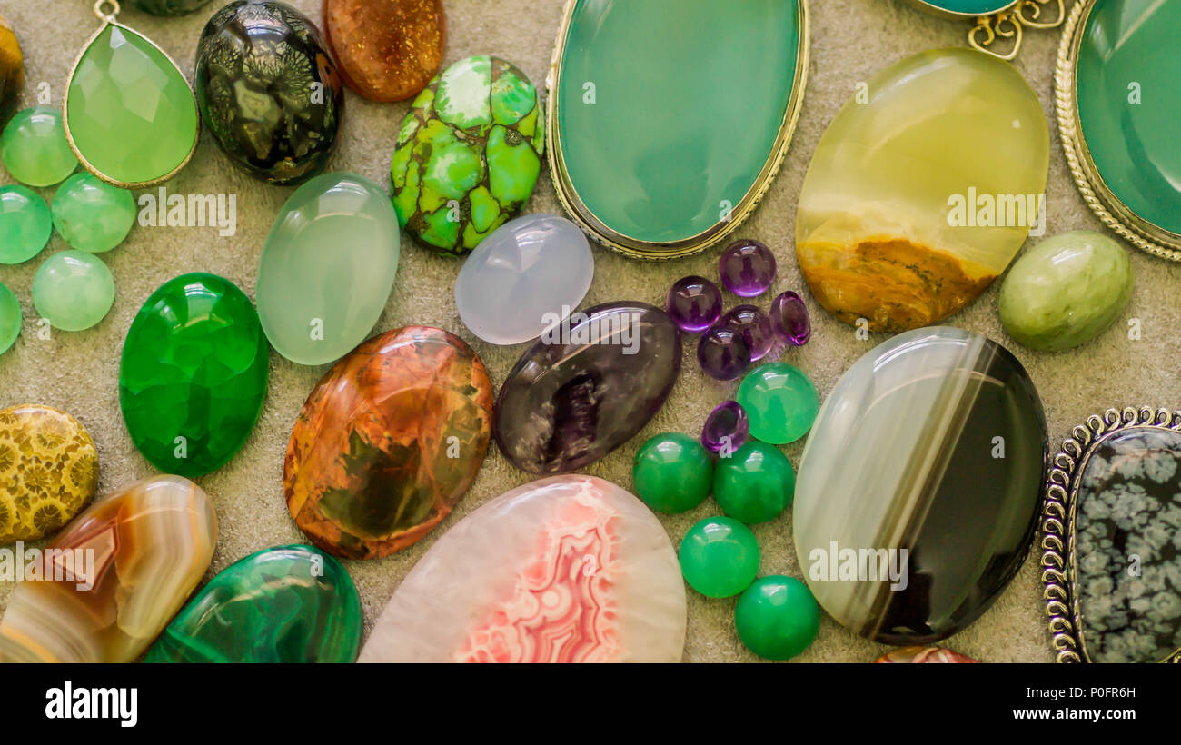 assorted colorful gemstone cabochon. geology and mineral background ...