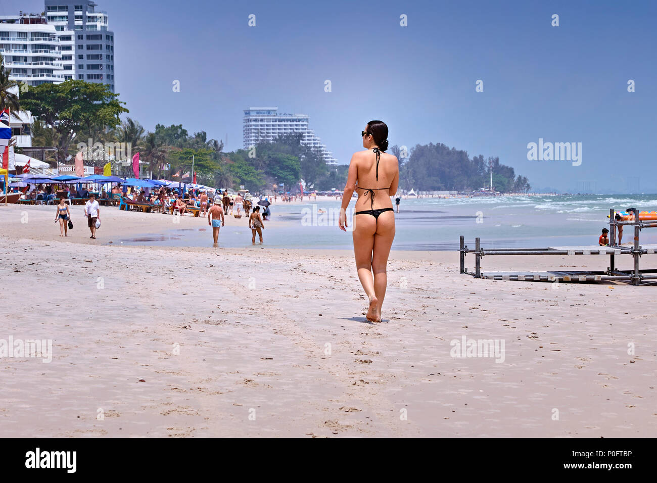 Extreme String Bikini Public Beach