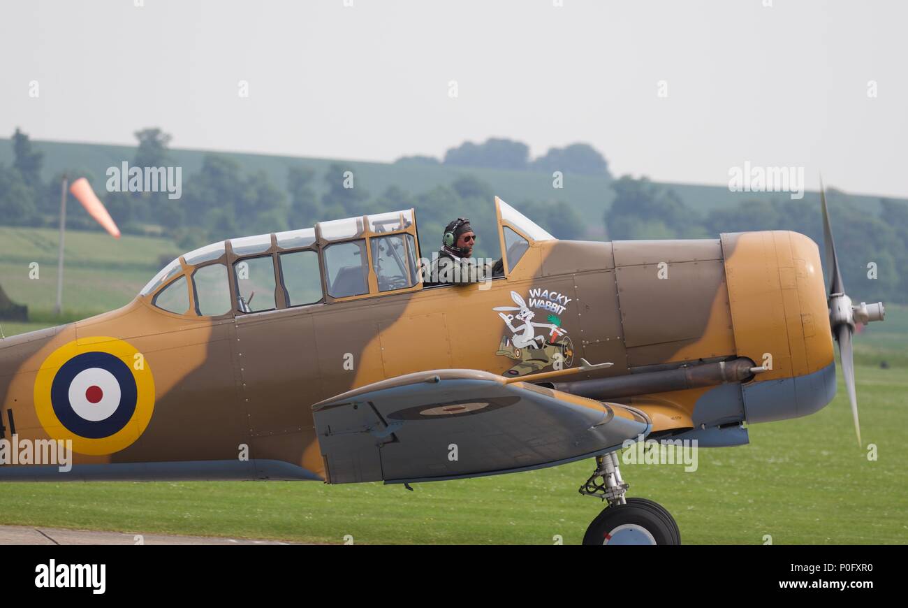 The Wacky Wabbit a North American Harvard 4 (G-BJST) at the Duxford Air Festival on the 27 May 2018 Stock Photo