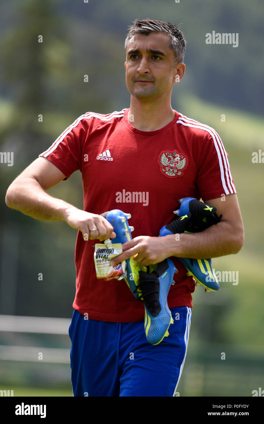 Neustift, Tirol, Austria - May 28, 2018. Russian football player Aleksander Samedov during training camp in Neustift, Austria. Stock Photo