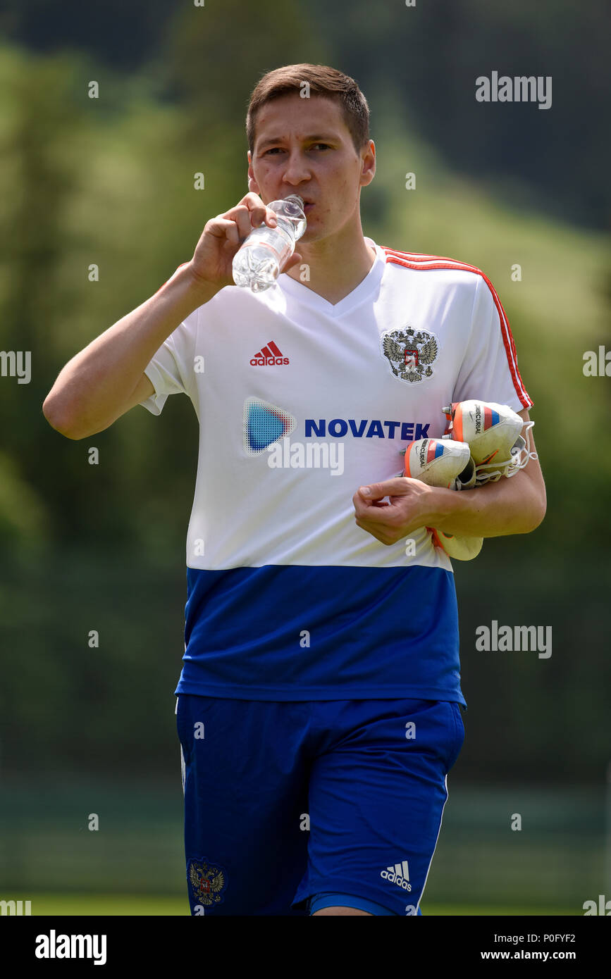 Neustift, Tirol, Austria - May 28, 2018. Russian football player Daler Kuzyaev during training camp in Neustift, Austria. Stock Photo