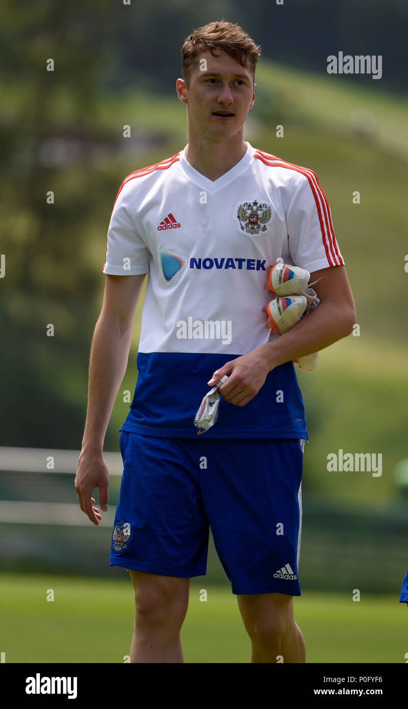 Neustift, Tirol, Austria - May 28, 2018. Russian football player Anton Miranchuk during training camp in Neustift, Austria. Stock Photo