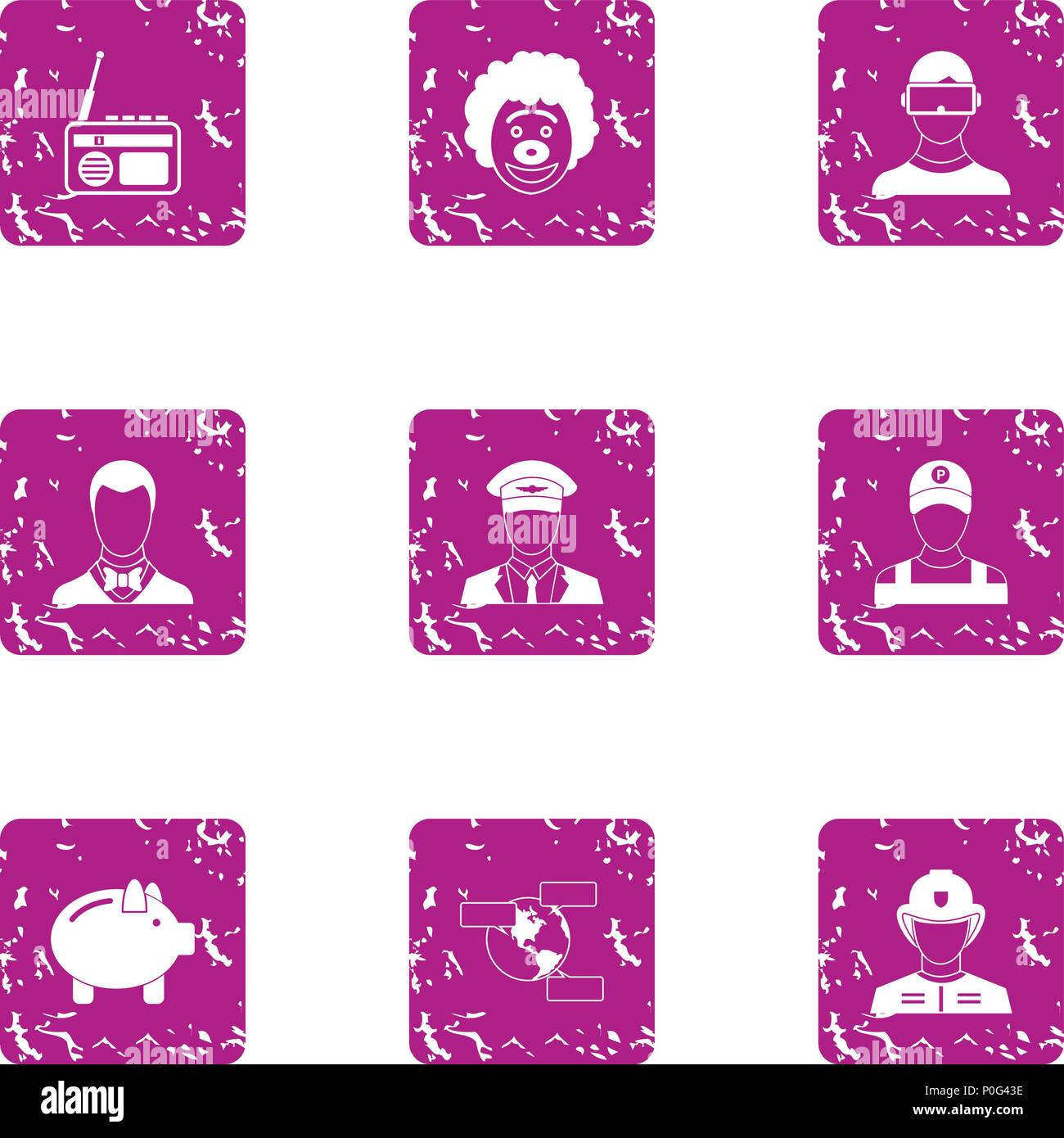 Executive icons set, grunge style Stock Vector