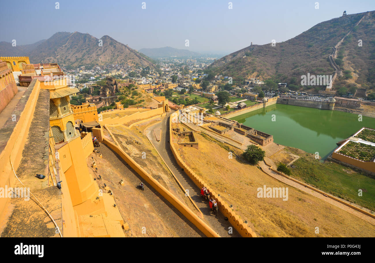 Aerial view amber fort jaipur hi-res stock photography and images - Alamy
