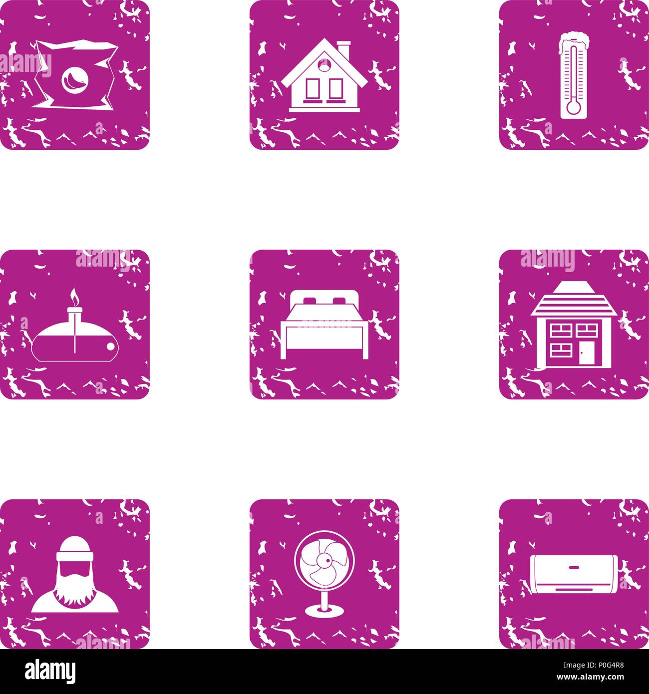 Internal icons set, grunge style Stock Vector