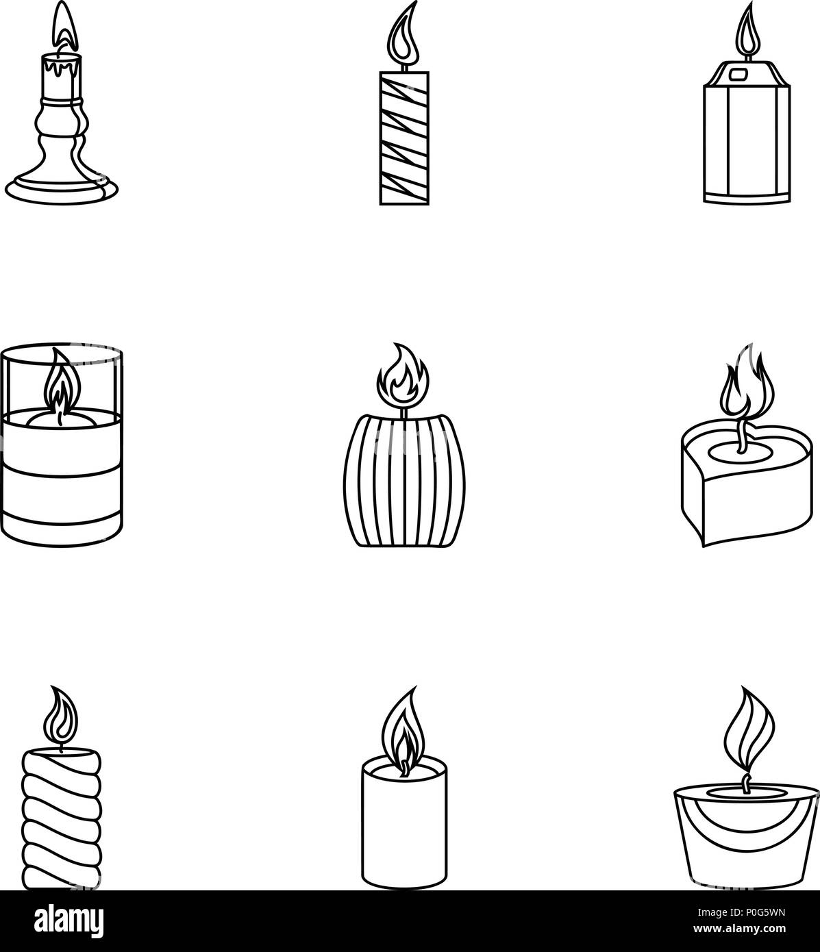 Candlelight icons set, outline style Stock Vector Image & Art - Alamy