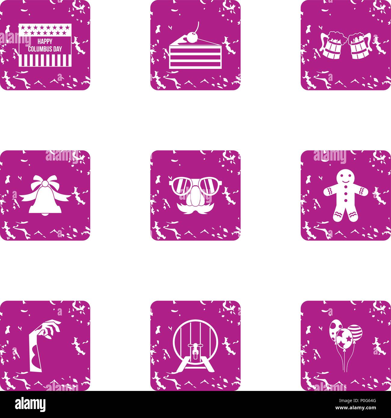 Rite icons set, grunge style Stock Vector