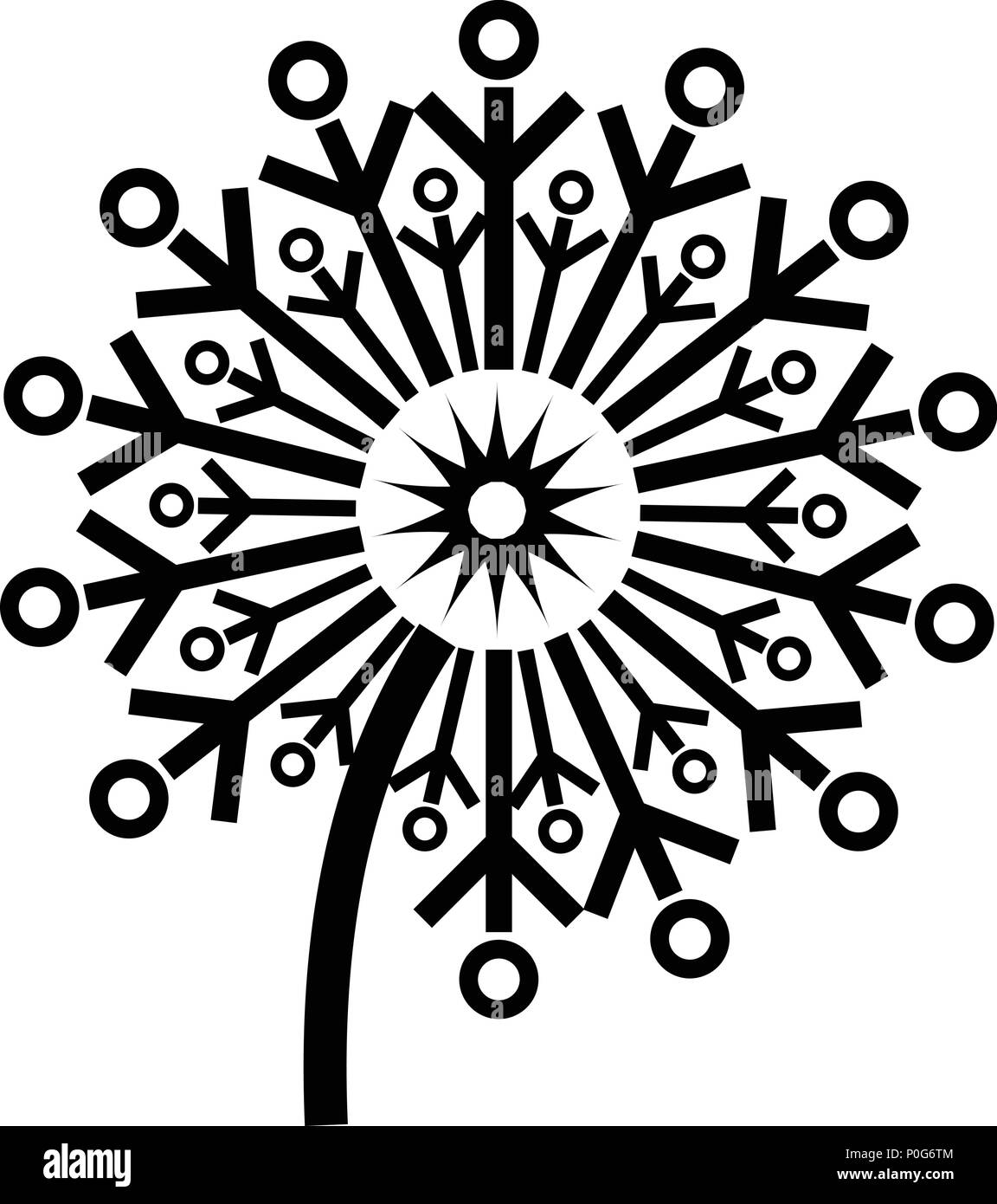 Circle dandelion icon, simple style Stock Vector