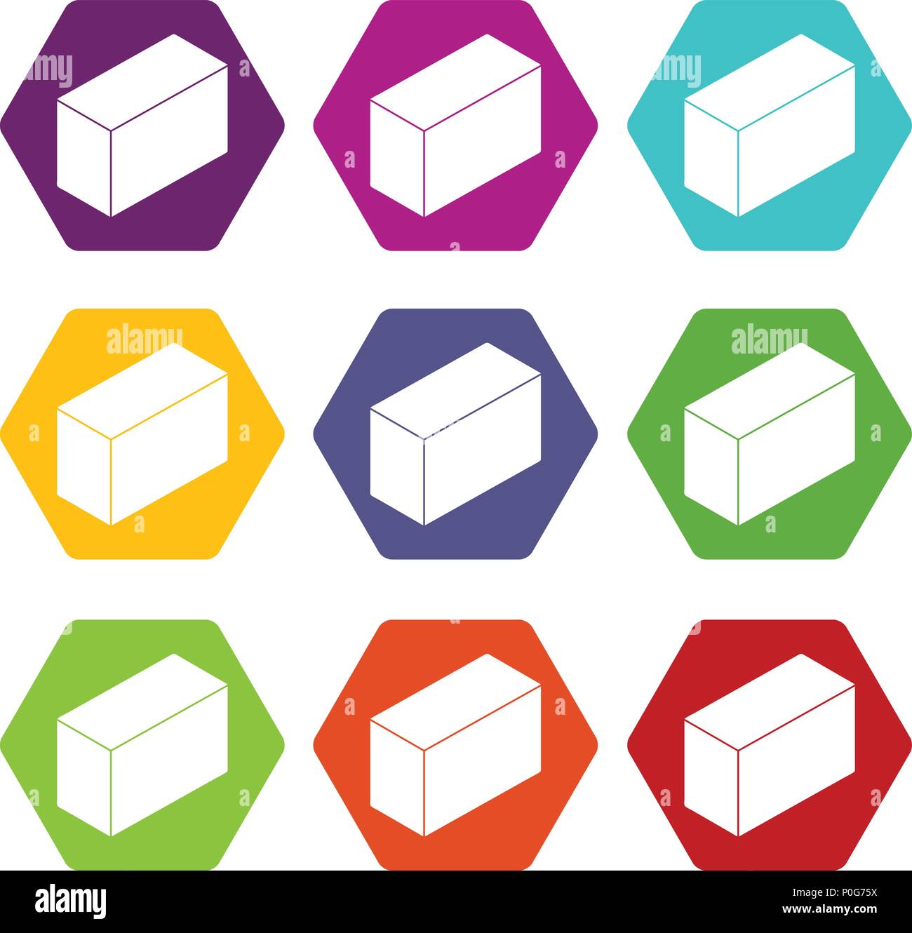 Cement block icons set 9 vector Stock Vector