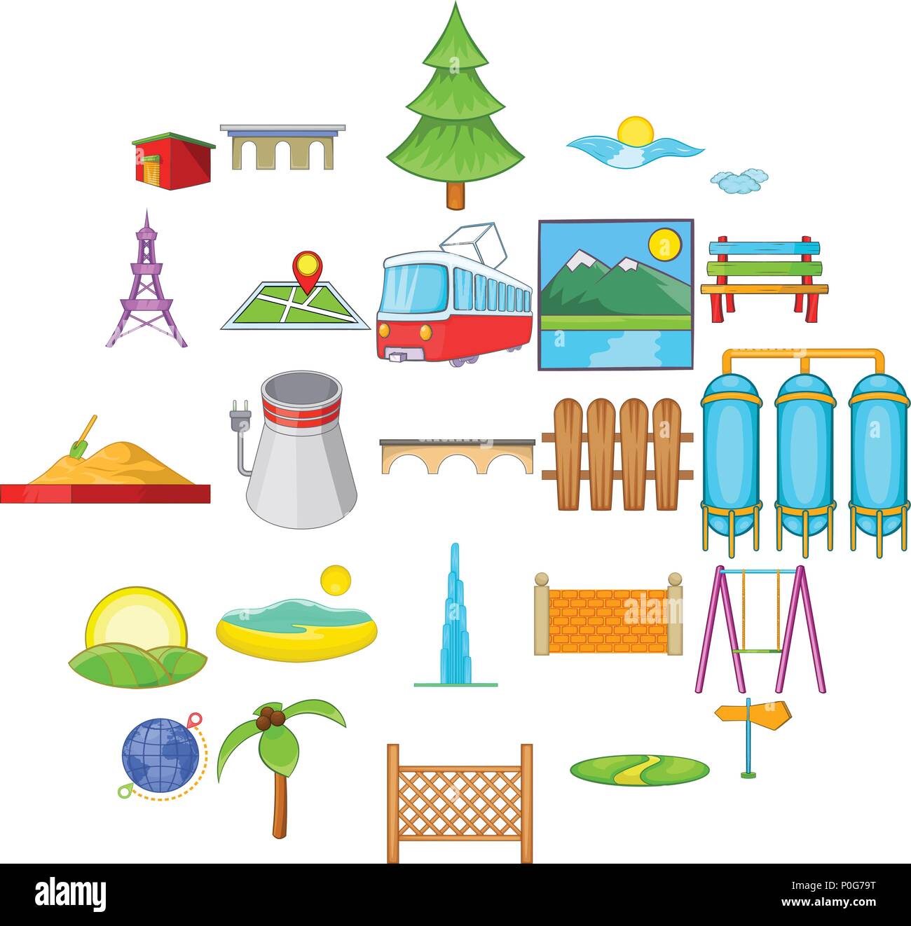 Scenery icons set, cartoon style Stock Vector Image & Art - Alamy
