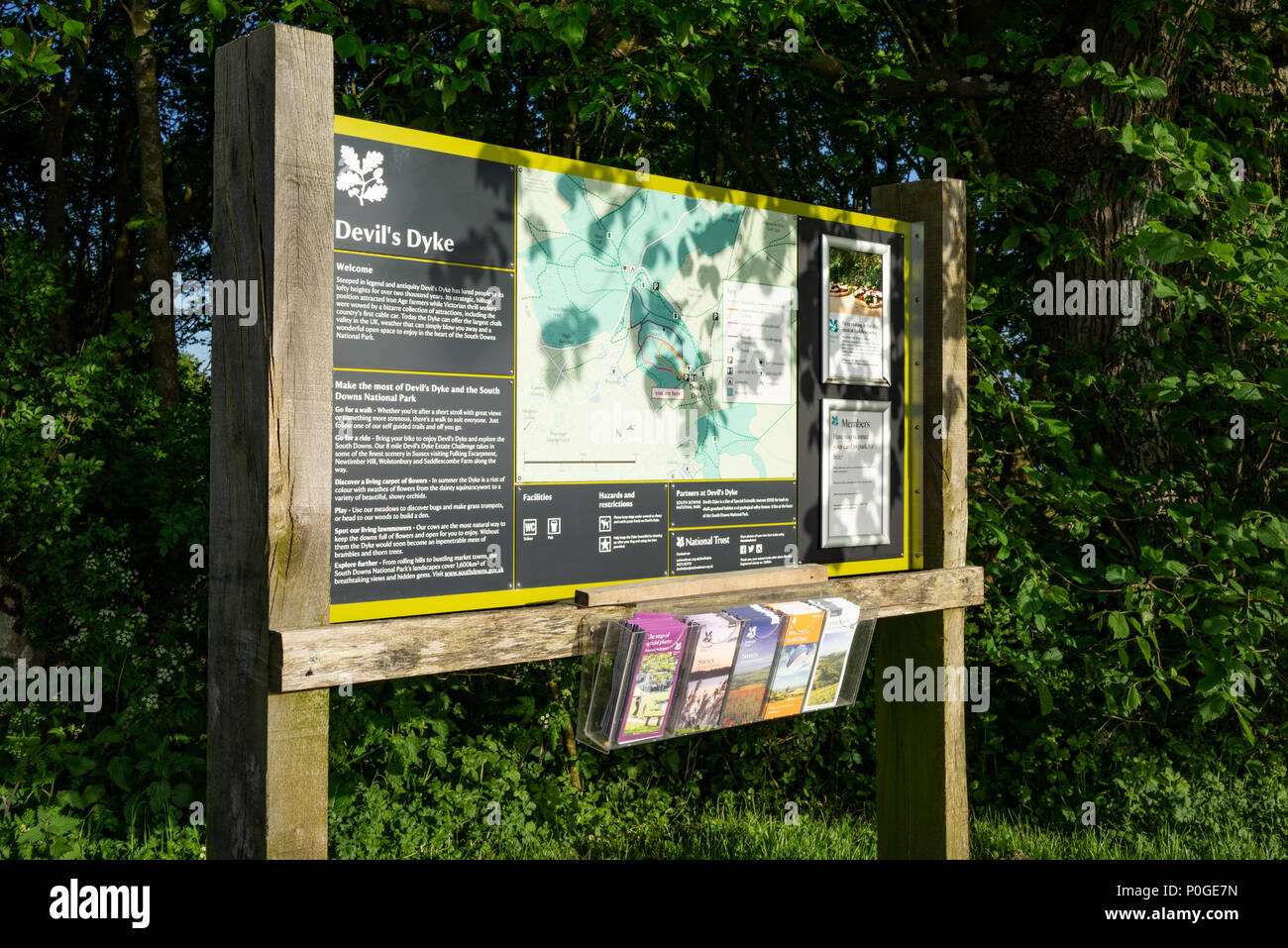 National Trust signage at Devils Dyke on the South Downs in East Sussex