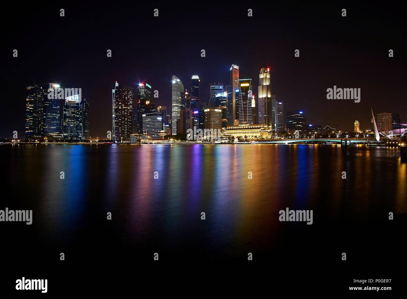 Singapore city skyline at Night Stock Photo