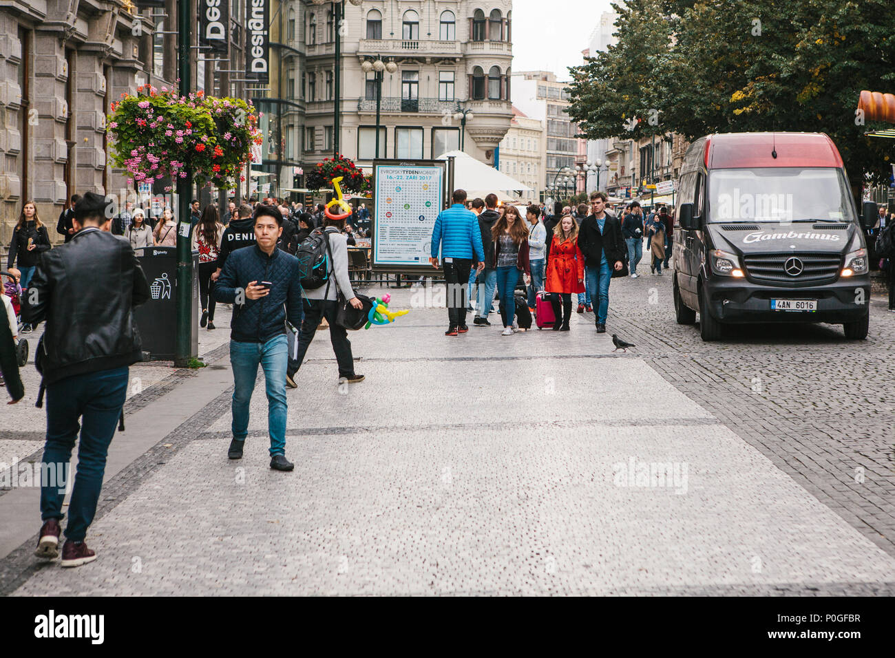 Ordinary City Prague, September 24, 2017: There are a lot of people in the city ...