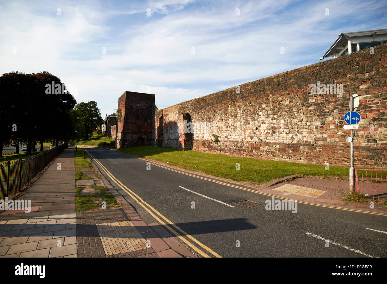 Devonshire walk past the walls of Carlisle castle Carlisle Cumbria England UK Stock Photo