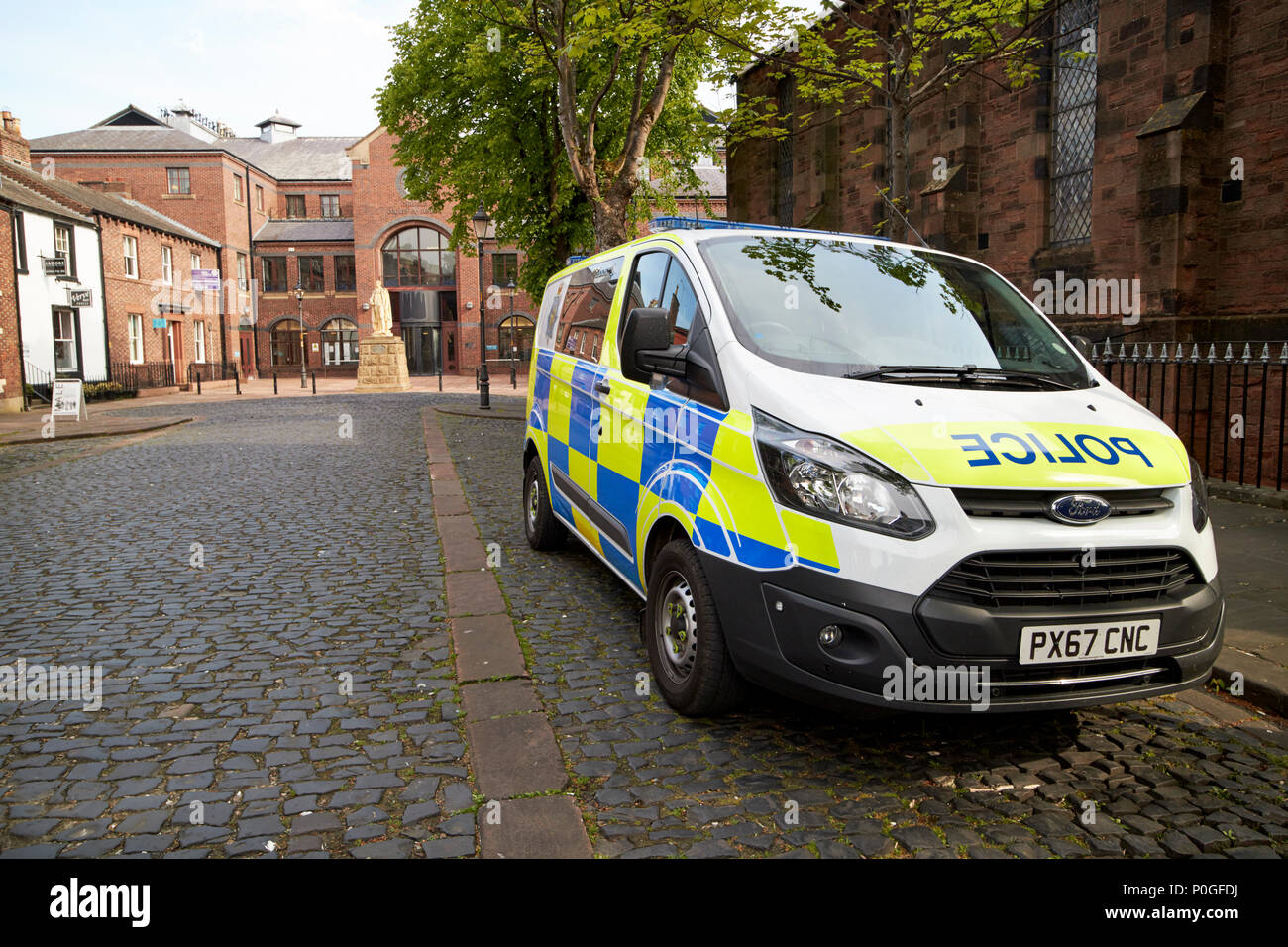 cumbria constabulary police van with crest outside Carlisle combined court crown court Cumbria England UK Stock Photo