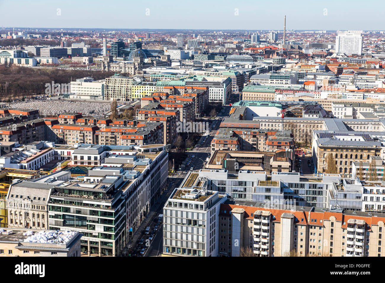 View Over Berlin Tiergarten To The Northwest Government District Reichstag Main Train Station Wilhelmstra E Germany Stock Photo Alamy