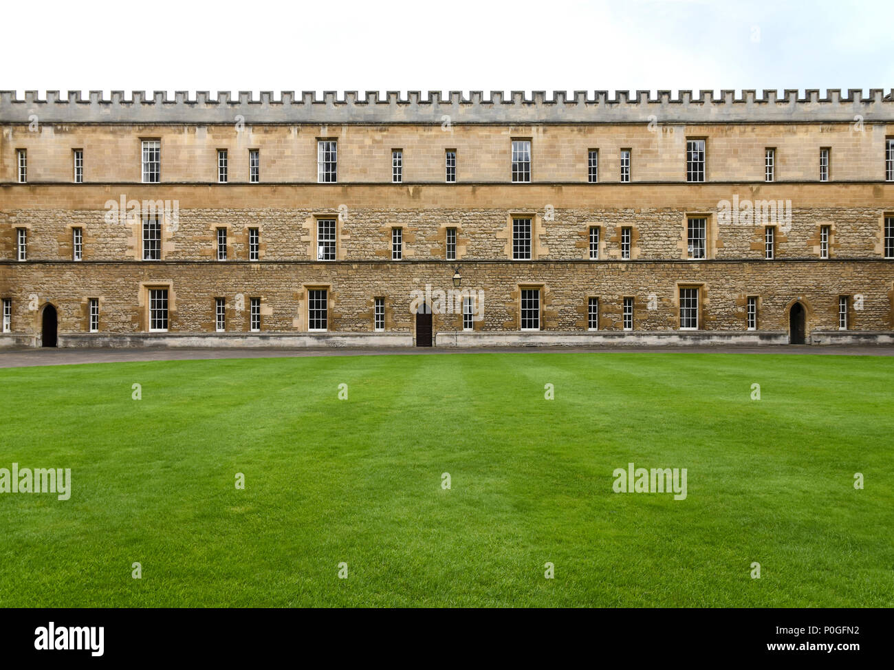 New College Oxford - Quad / Courtyard Lawn and Building Facade. UK. Stock Photo