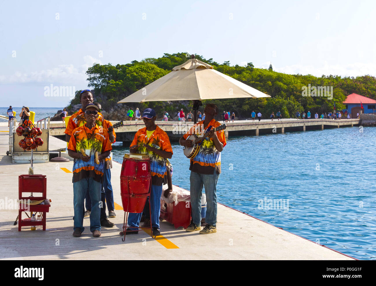 LABADEE, HAITI MAY 01, 2018 local music group singing and greeting