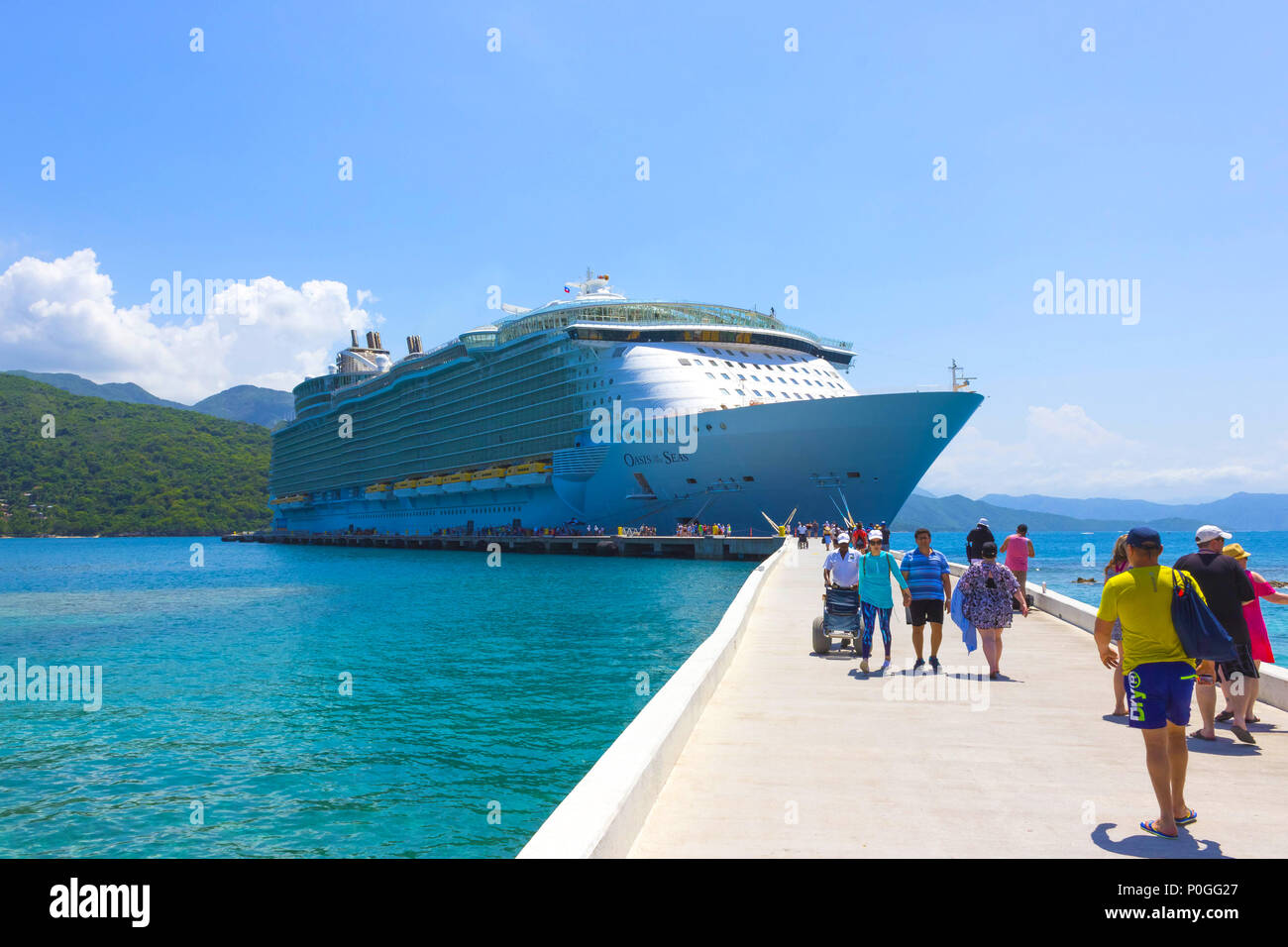 LABADEE, HAITI - MAY 01, 2018: Royal Caribbean cruise ship Oasis of the 