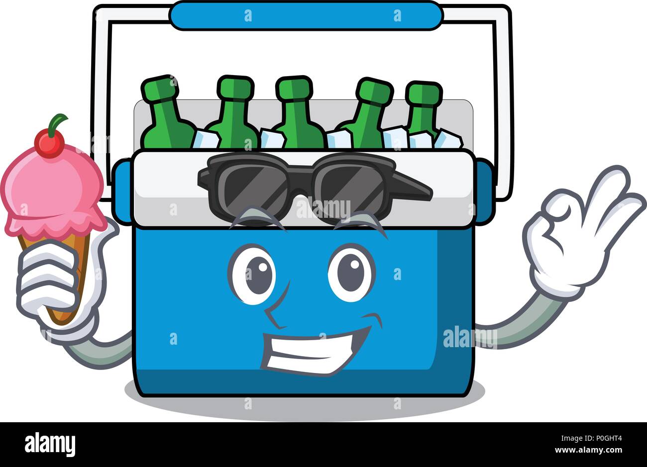 With ice cream freezer bag character cartoon Stock Vector Image & Art