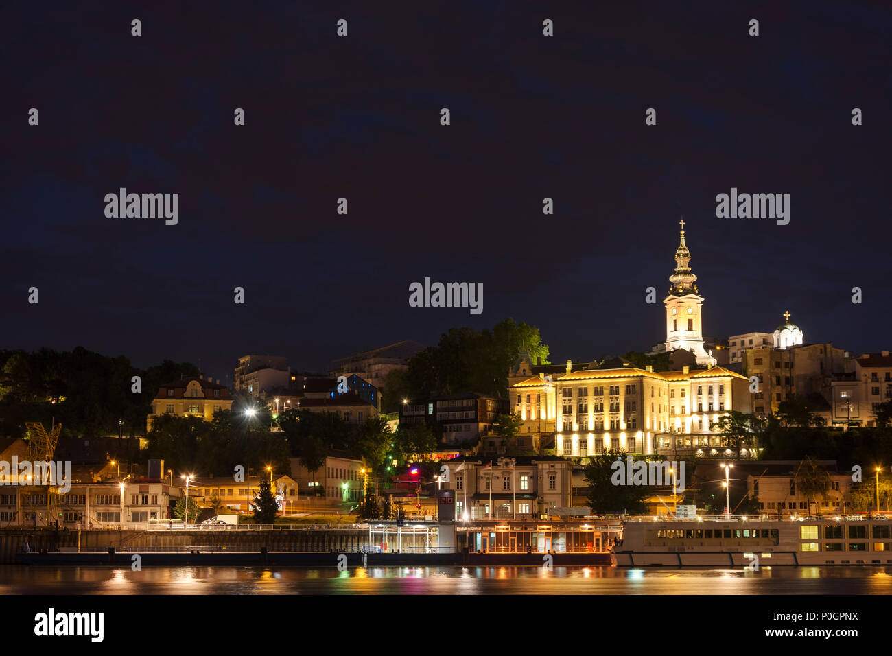 Belgrad At Night, Serbia Stock Photo