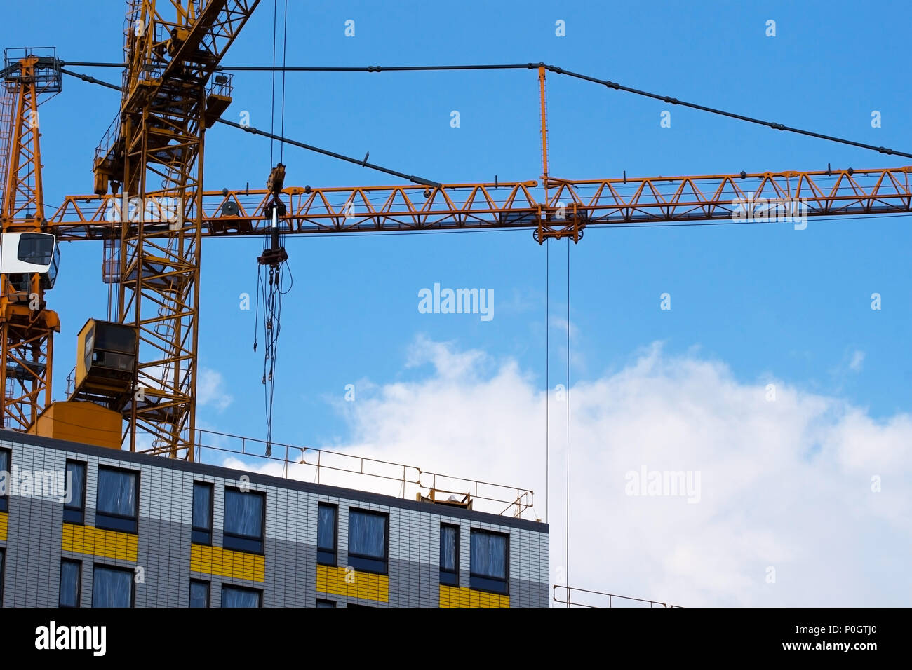 Tower crane on construction project Stock Photo
