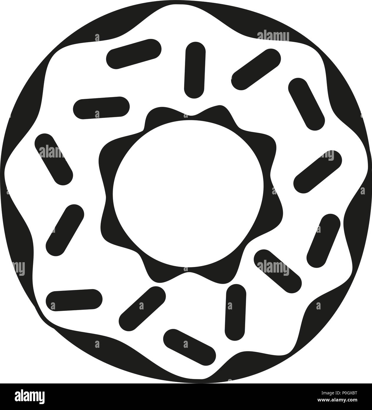 Black and white donut with sprinkles silhouette Stock Vector Image ...