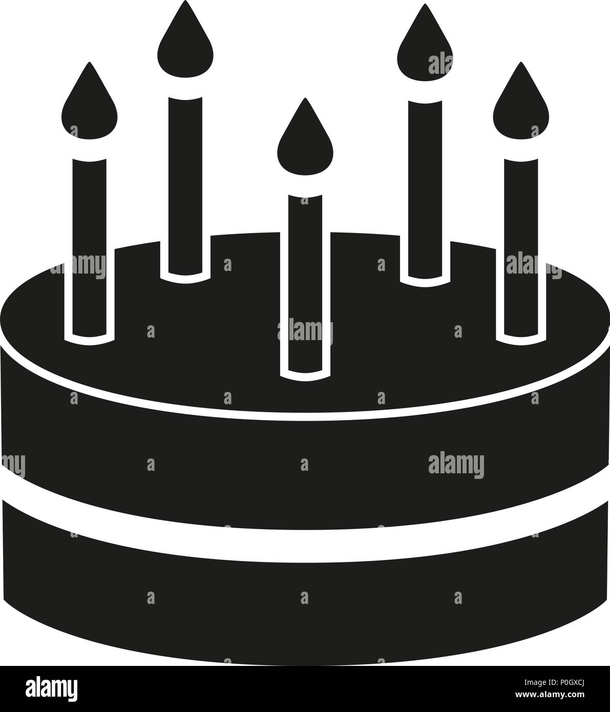 Black and white birthday cake 5 candles silhouette Stock Vector Image