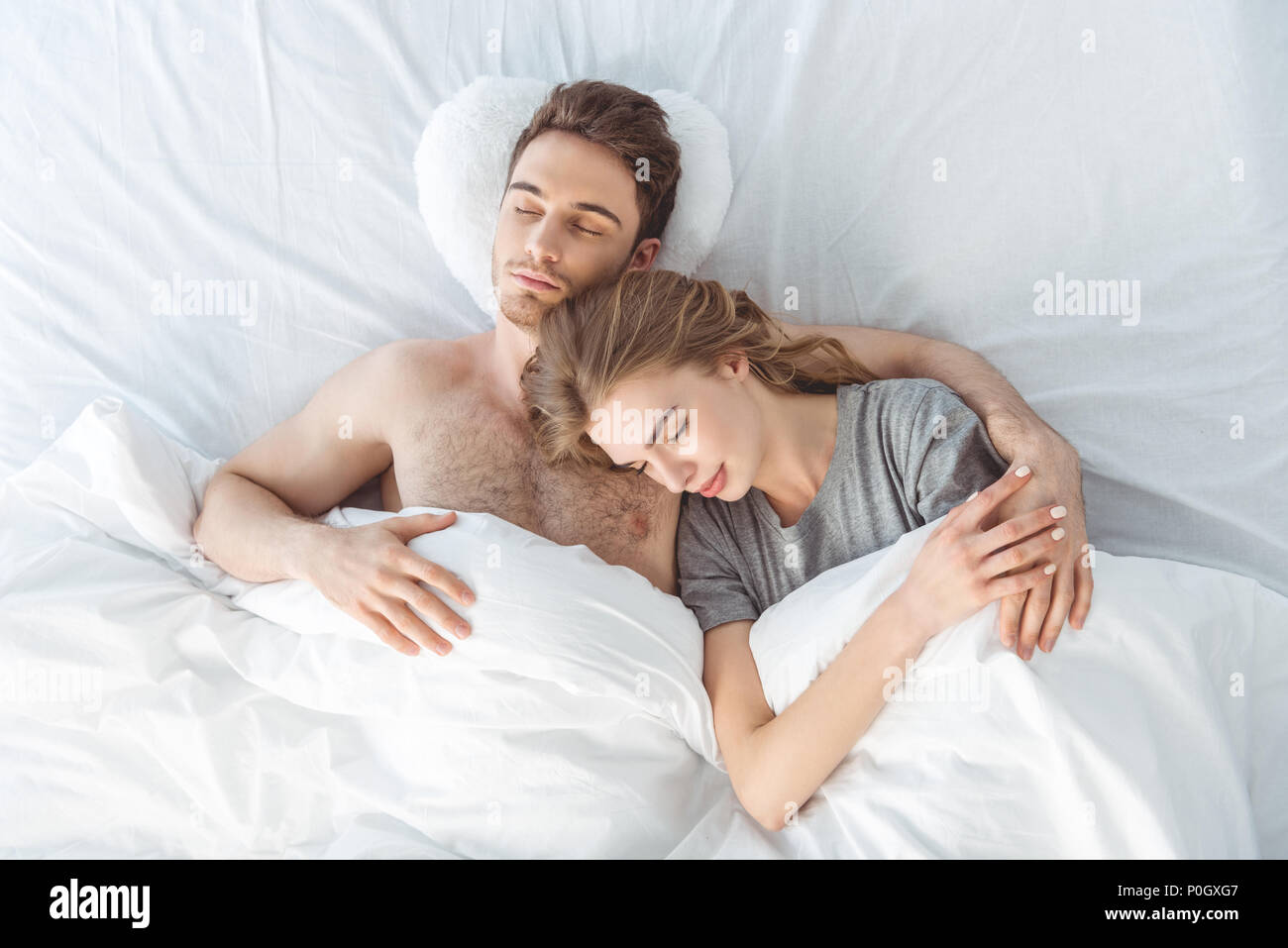 Couple Love Sleeping Bed Stock Photo 171326030