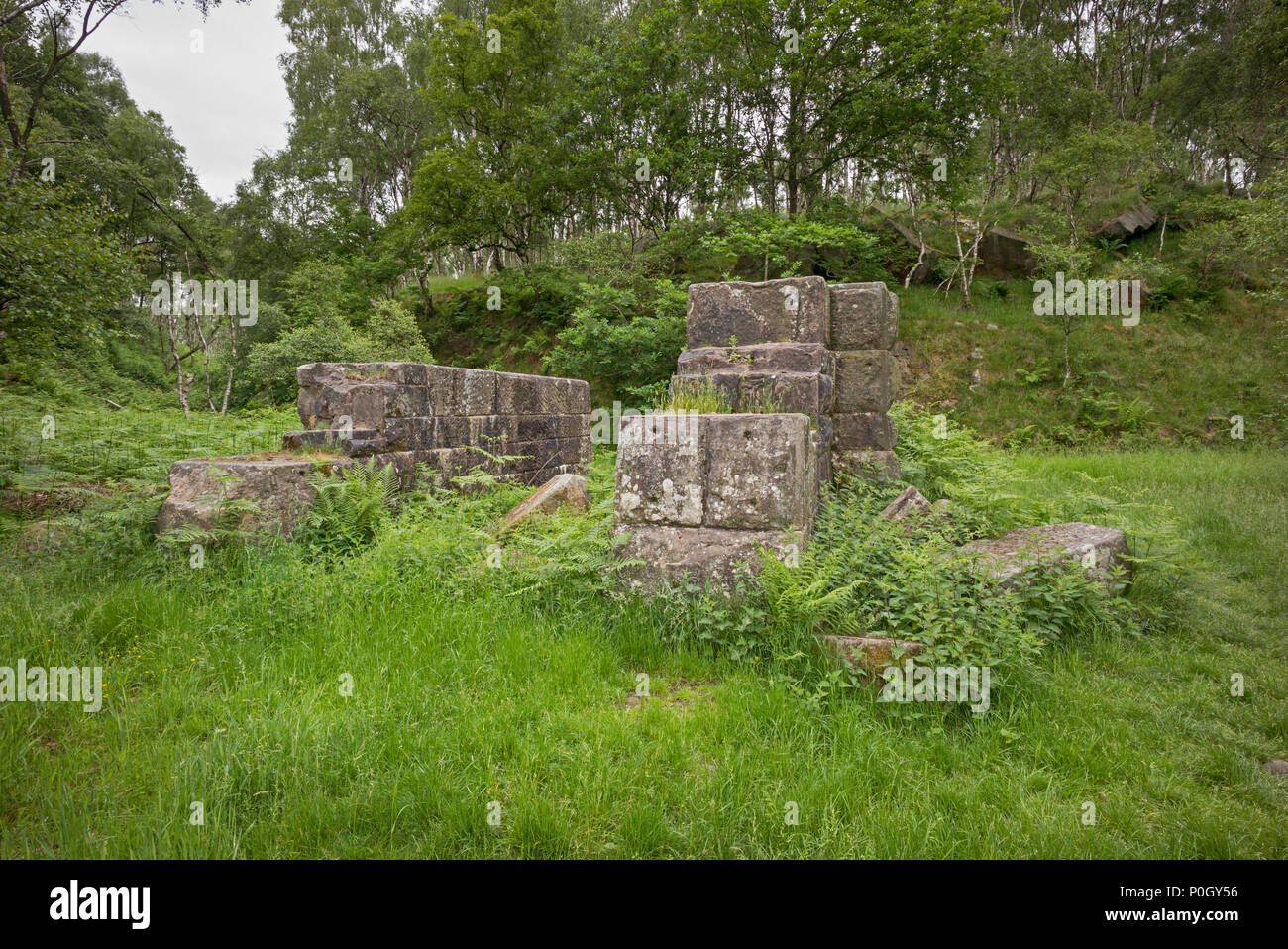 Ruins of former winding house at top of incline to serve Bole Hill