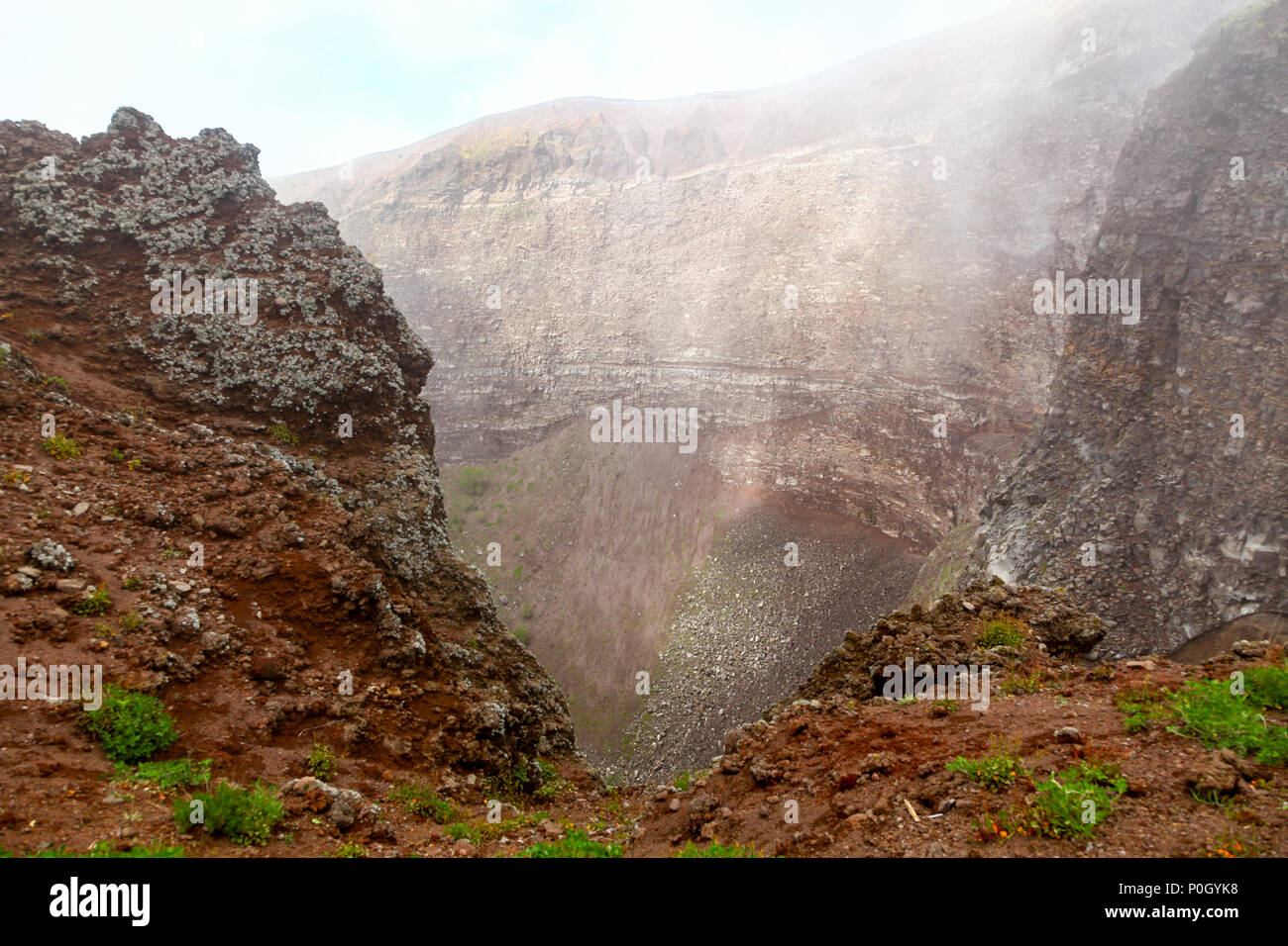 Vesuvius, Mount Vesuvius or in Italian Vesuvio, is an active volcano that rises above the Bay of Naples on the plain of Campania in Italy Stock Photo