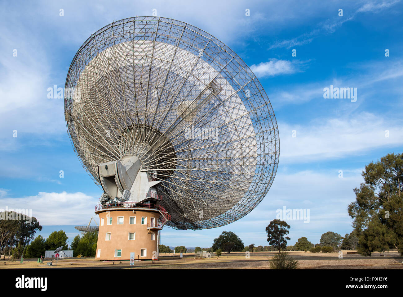 Parkes radio telescope is a 64-m diameter parabolic dish used for radio  astronomy. This Telescope brought live pictures to television when man 1st  landed on the moon in Apollo 11 on 21
