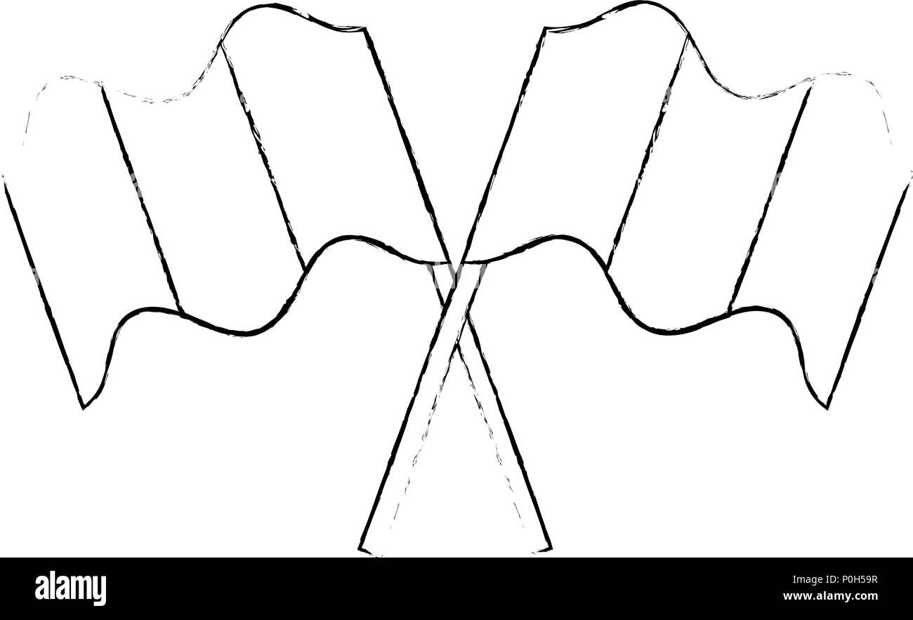 flags crossed isolated icon vector illustration design Stock Vector