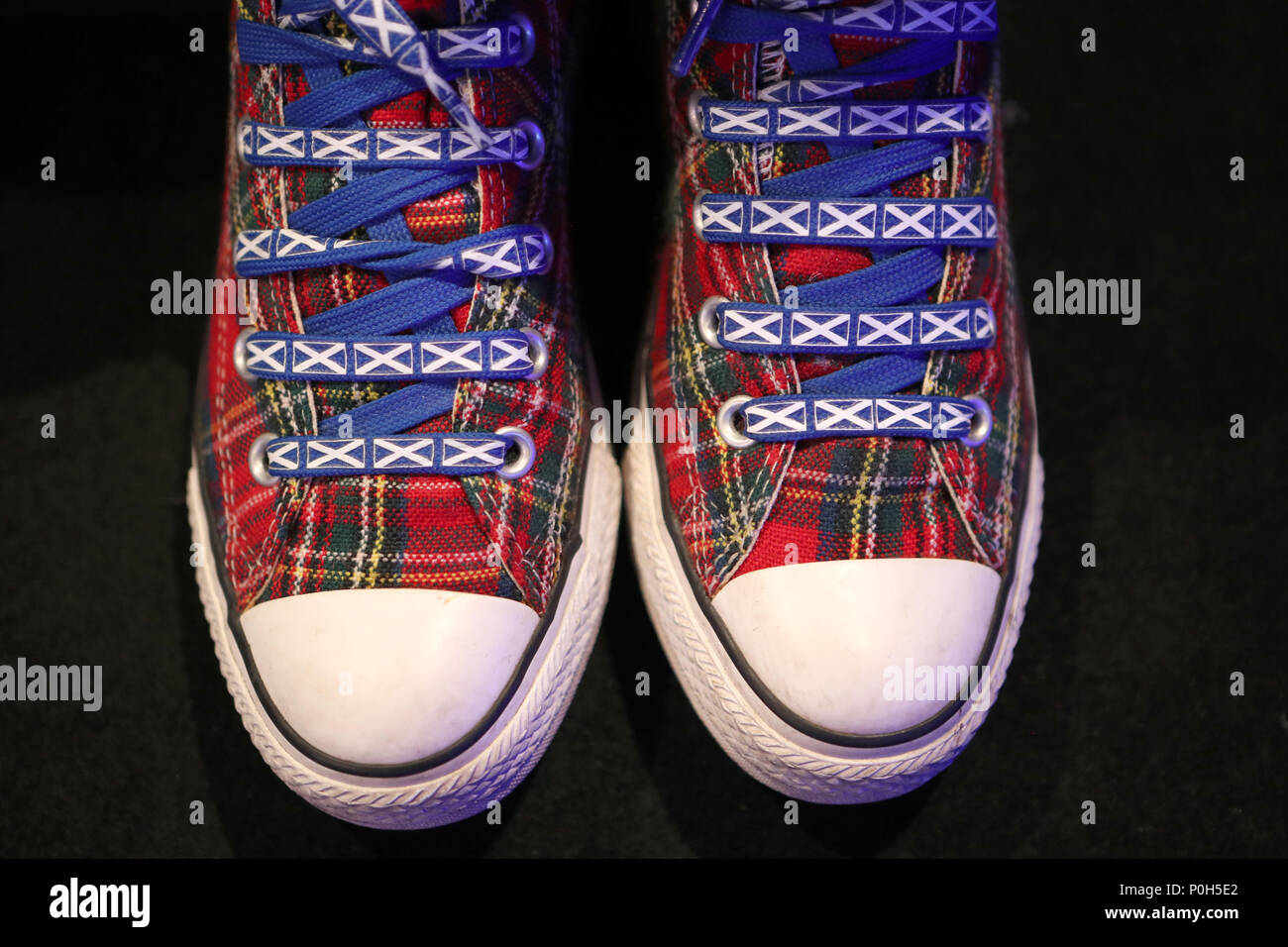 Shoes of a delegate during the Scottish National Party's spring conference at the Aberdeen Exhibition and Conference Centre (AECC), Aberdeen. Stock Photo