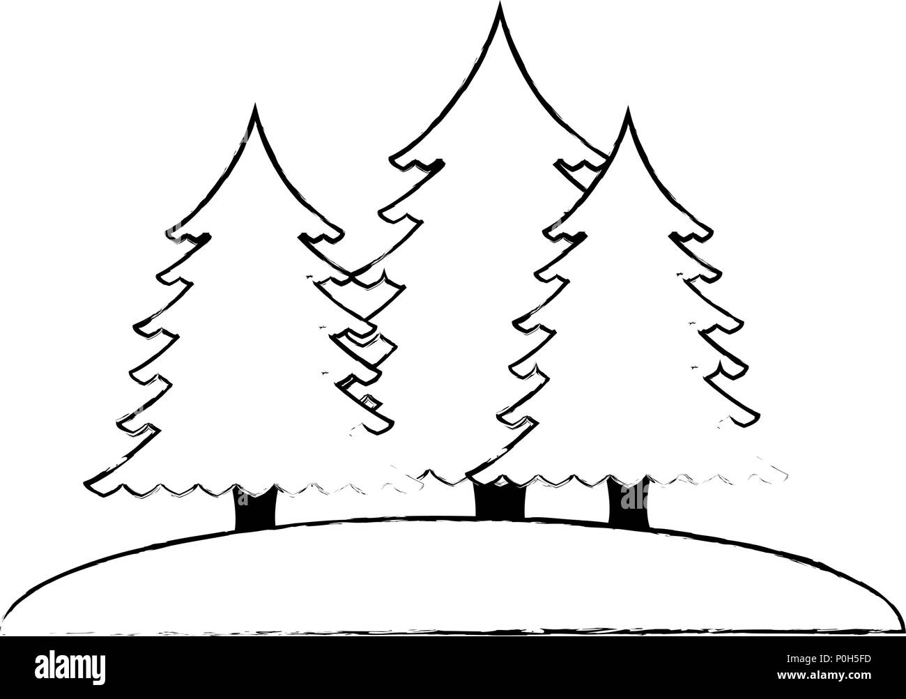 pines trees forest scene vector illustration design Stock Vector Image ...