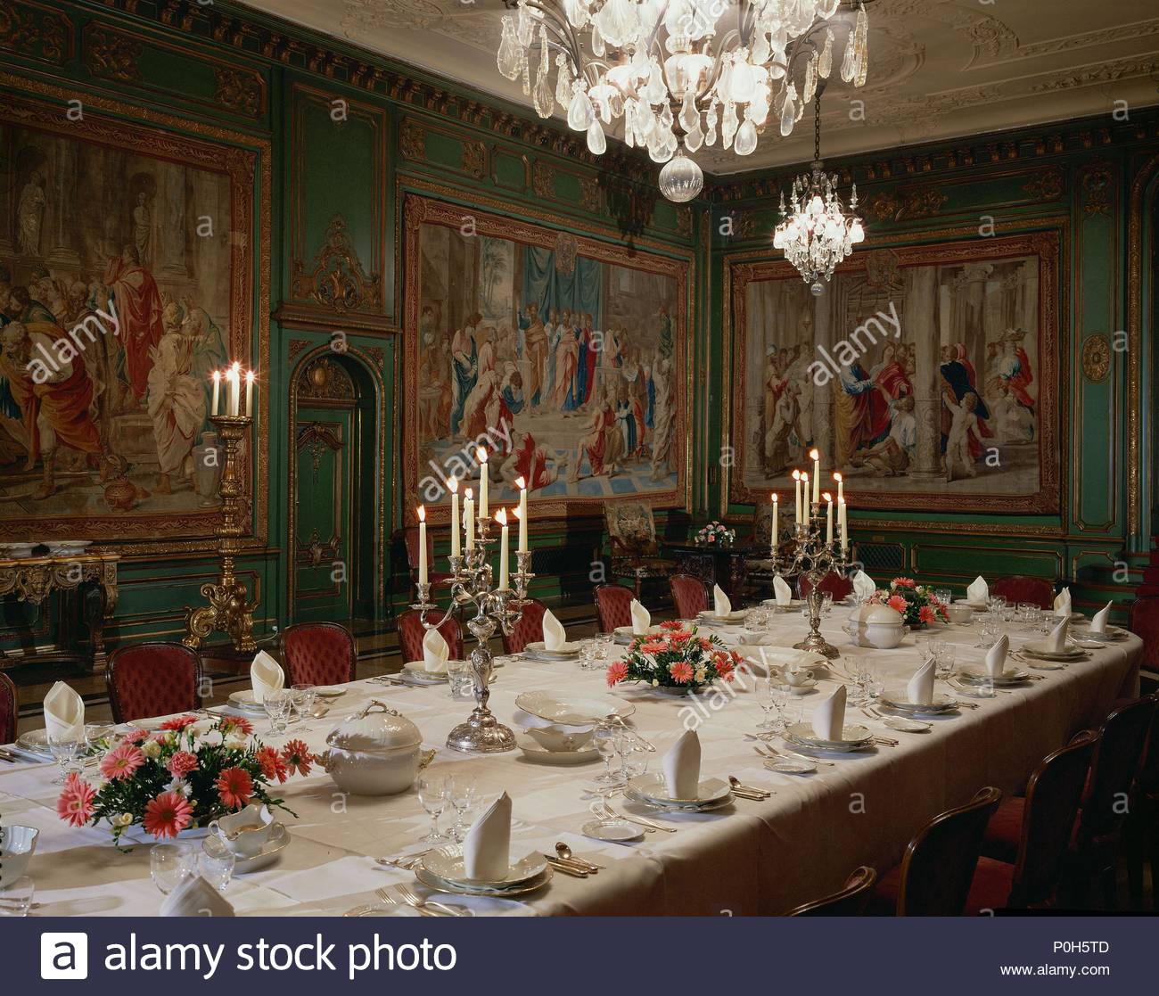 A Formal Dinner Is Laid In The Green Diningroom Of Villa Huegel Former Home Krupp Family German Steel Barons From Late 18th Century To A Formal Dinner Is Laid In The Green Diningroom Of Villa Huegel Former Home Krupp Family German Steel Barons From Late 18th Century To