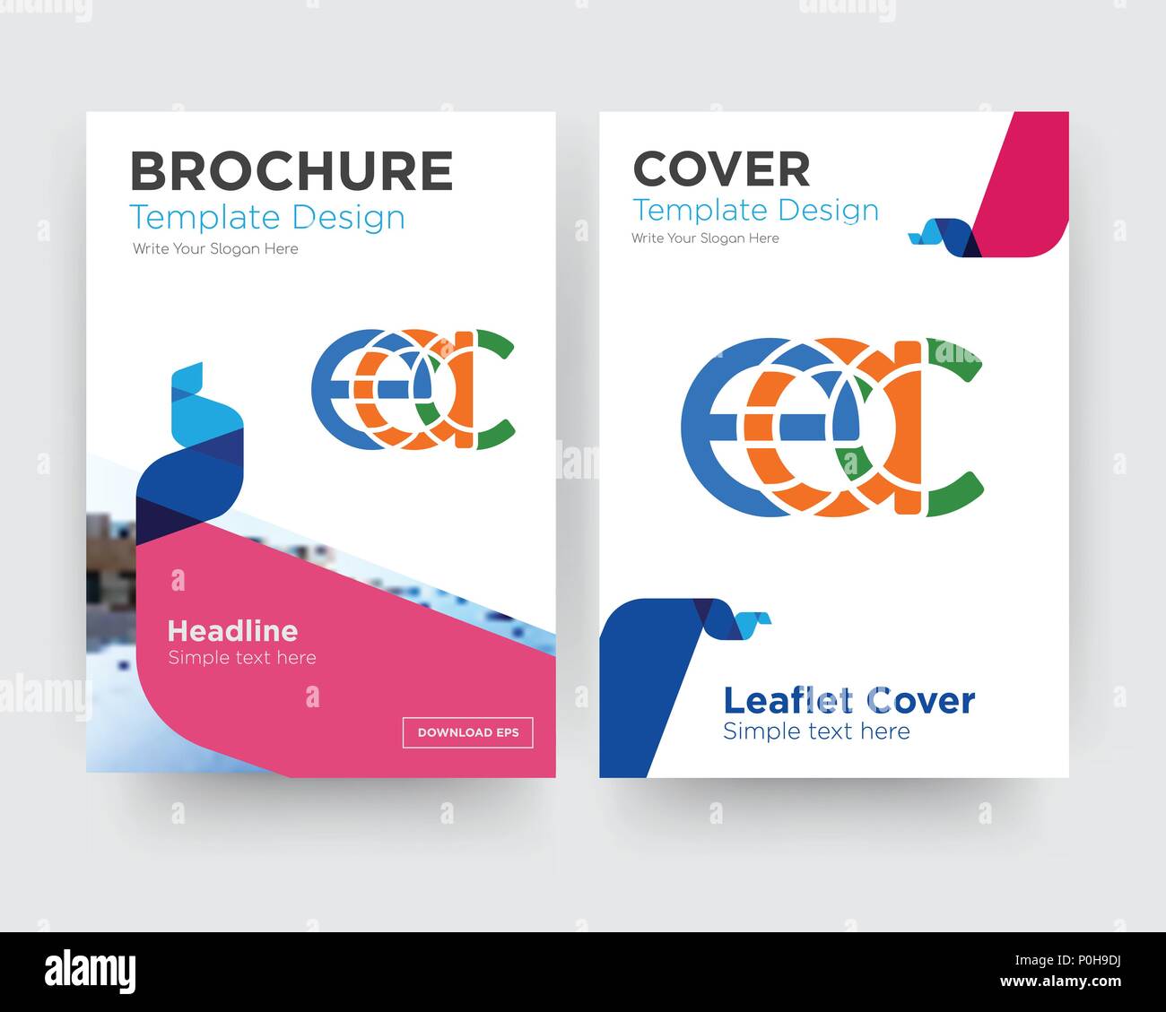eac brochure flyer design template with abstract photo background, minimalist trend business corporate roll up or annual report Stock Vector