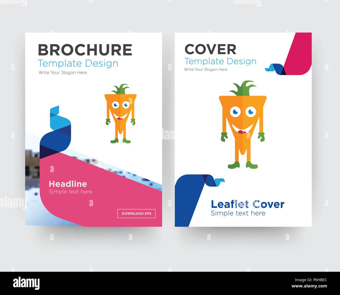 mascot brochure flyer design template with abstract photo background, minimalist trend business corporate roll up or annual report Stock Vector
