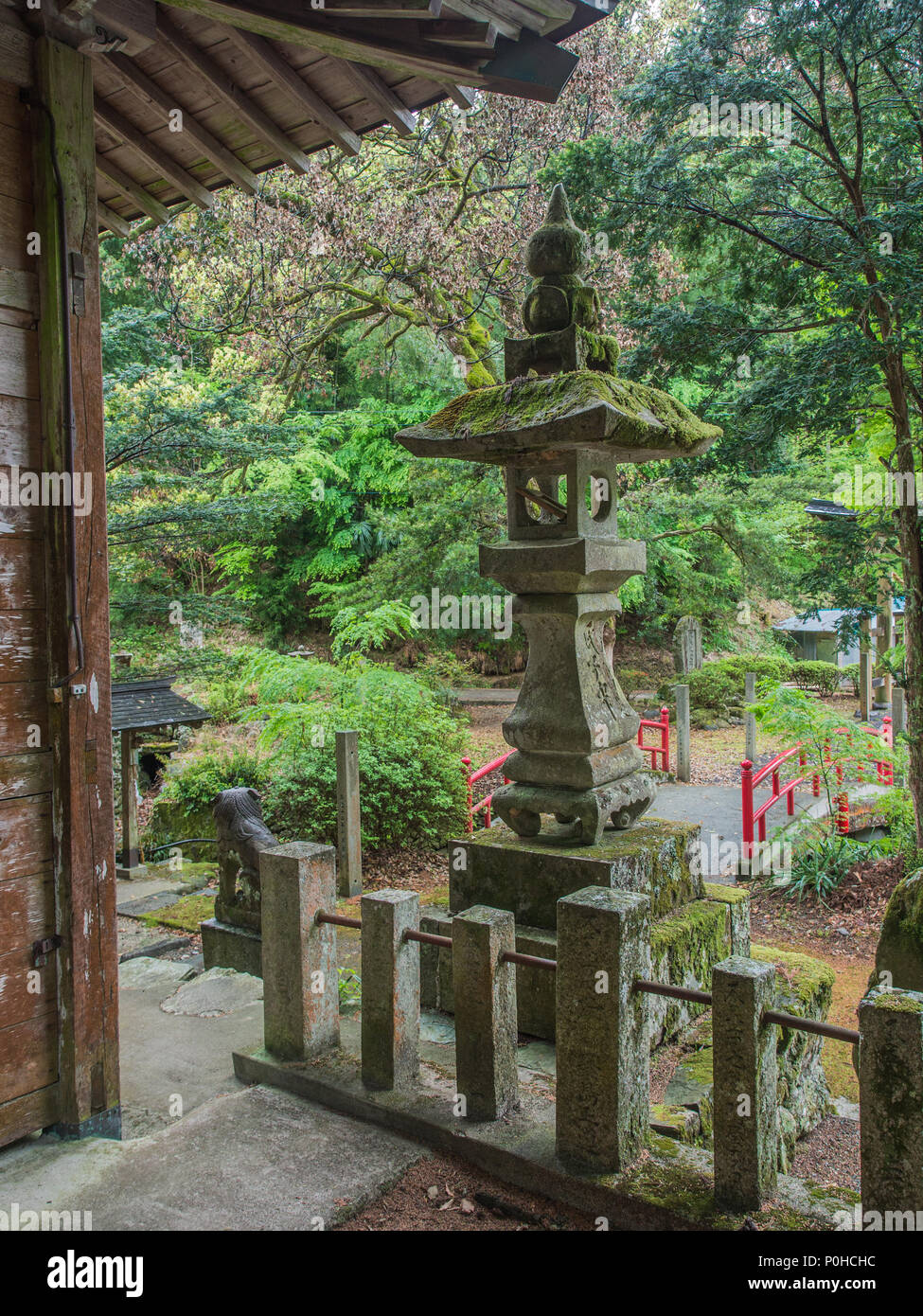 Ishidoro stone lantern at shinto shrine, Ehime, Shikoku, Japan Stock Photo