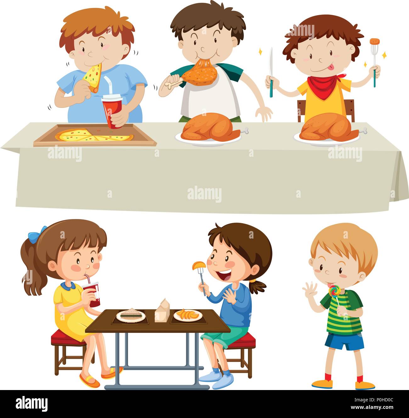 A Set of Children Eating illustration Stock Vector Image & Art - Alamy