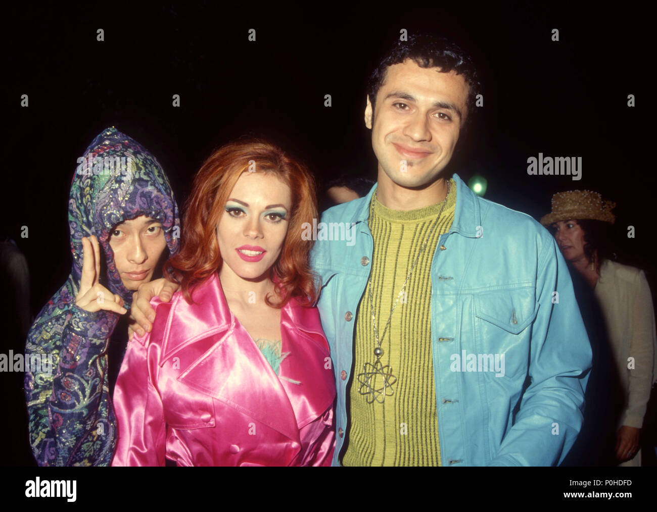 UNIVERSAL CITY, CA - SEPTEMBER 05: Singers/musicians Towa Tei, Lady Miss Kier and Dmitry Brill of Deee-Lite attend the Eighth Annual MTV Video Music Awards on September 5, 1991 at Universal Amphitheatre in Universal City, California. Photo by Barry King/Alamy Stock Photo Stock Photo