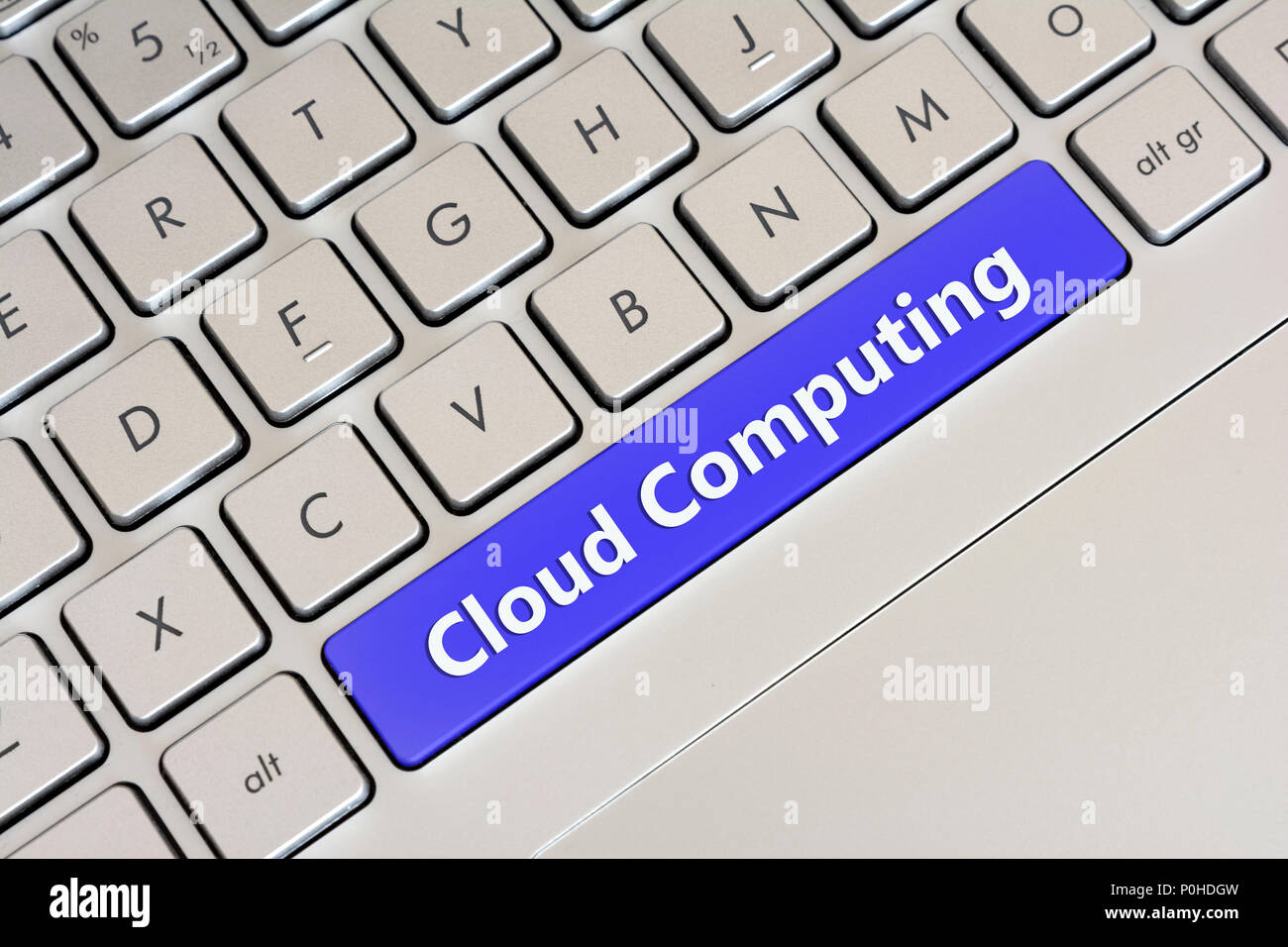 Cloud Computing Writing On Computer Keyboard Stock Photo