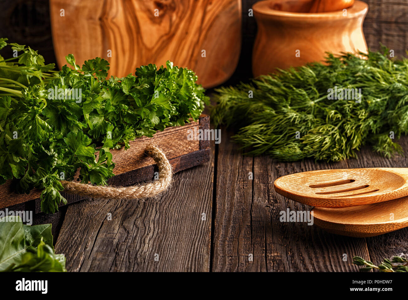 Vegetables, herbs, spices background. Selective focus. Concept of vegetarian, healthy food. Stock Photo