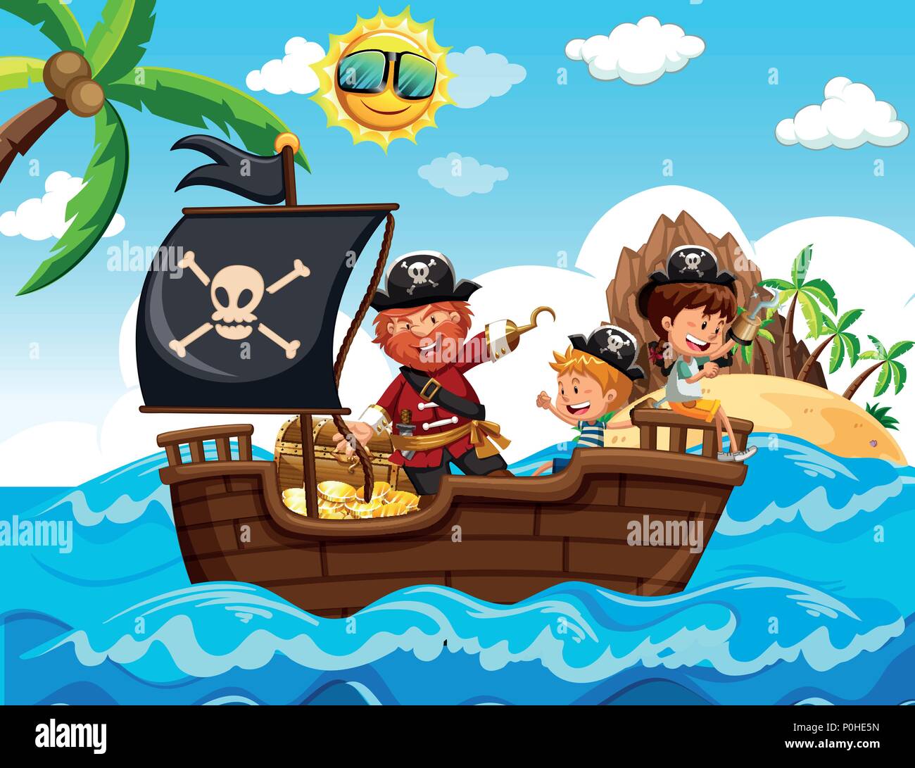 Pirate And Kids On The Boat Illustration Stock Vector Image Art Alamy Pirate And Kids On The Boat Illustration Stock Vector Image Art Alamy