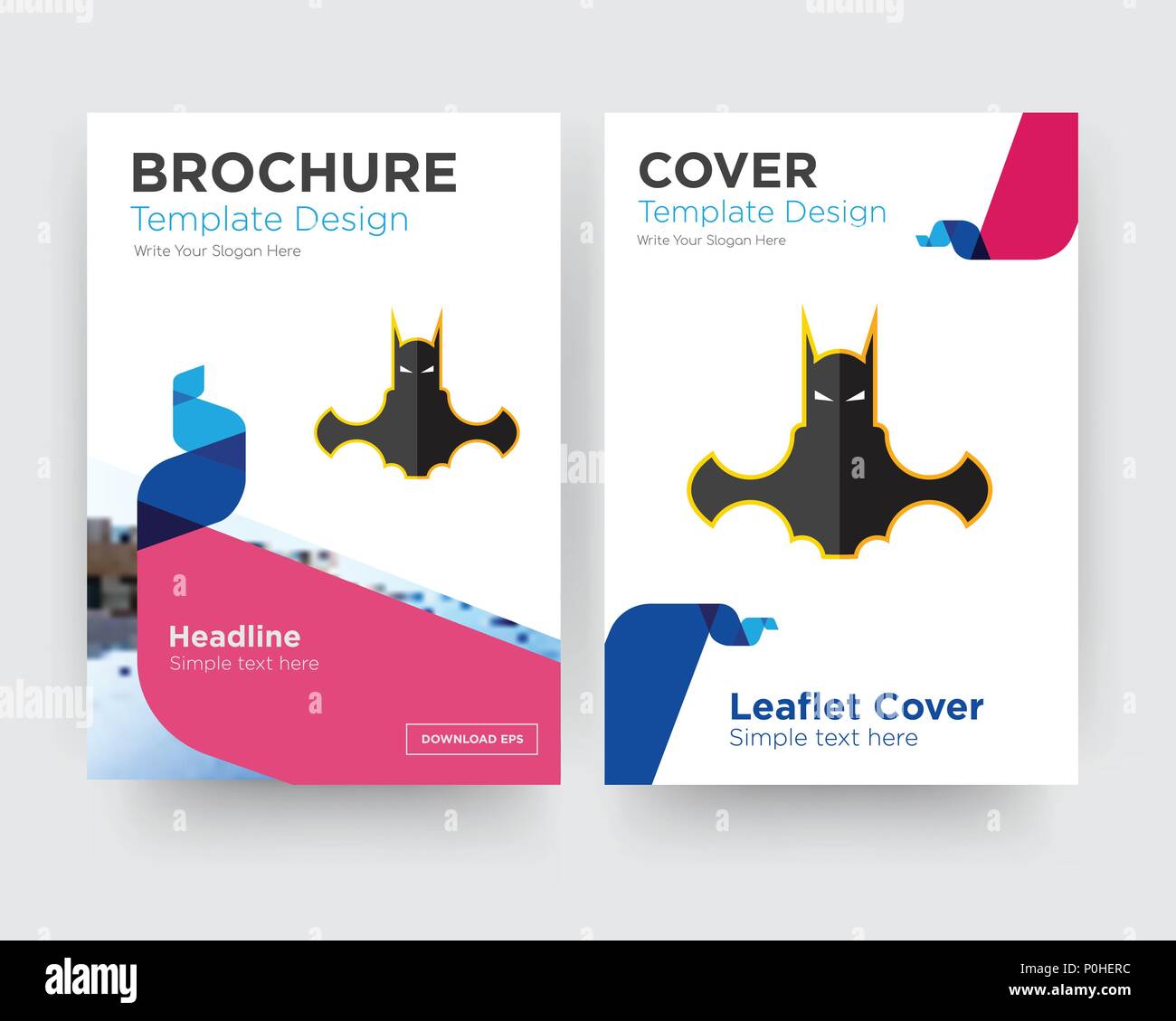 bat man brochure flyer design template with abstract photo background, minimalist trend business corporate roll up or annual report Stock Vector