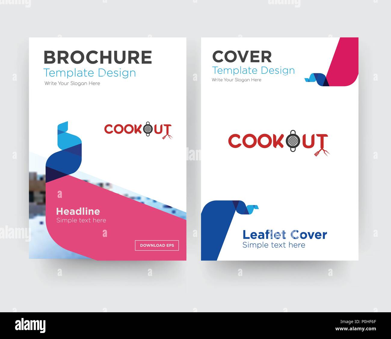 cookout brochure flyer design template with abstract photo background, minimalist trend business corporate roll up or annual report Stock Vector