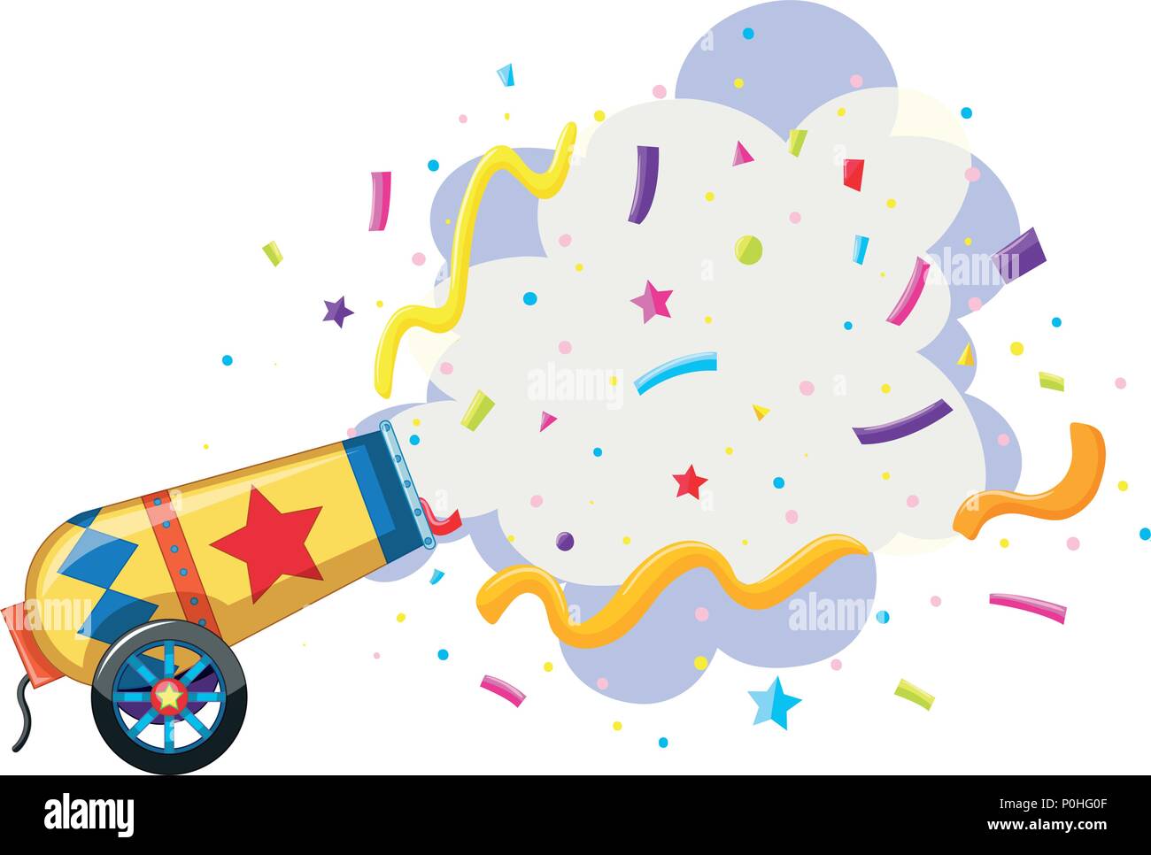 cannon exploding confetti background illustration Stock Vector Image