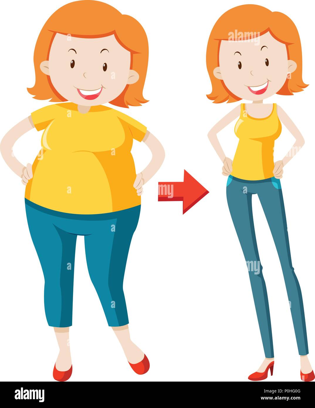 A Fat Girl Losing Weight illustration Stock Vector Image & Art - Alamy